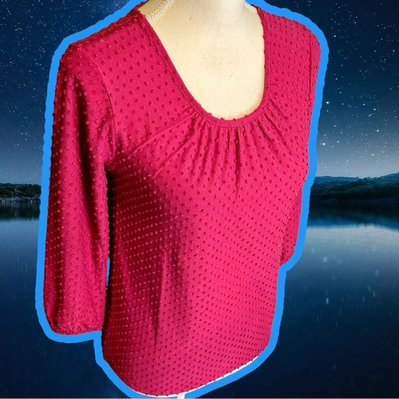 NWT J. Crew Factory Magenta ‘Poet-Sleeve Clip-Dot’ Top Size XXS - Picture 11 of 12